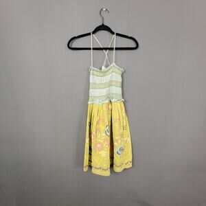 Scrapbook Prairie Cottagecore Floral Smocked Boho Sundress Sage Green